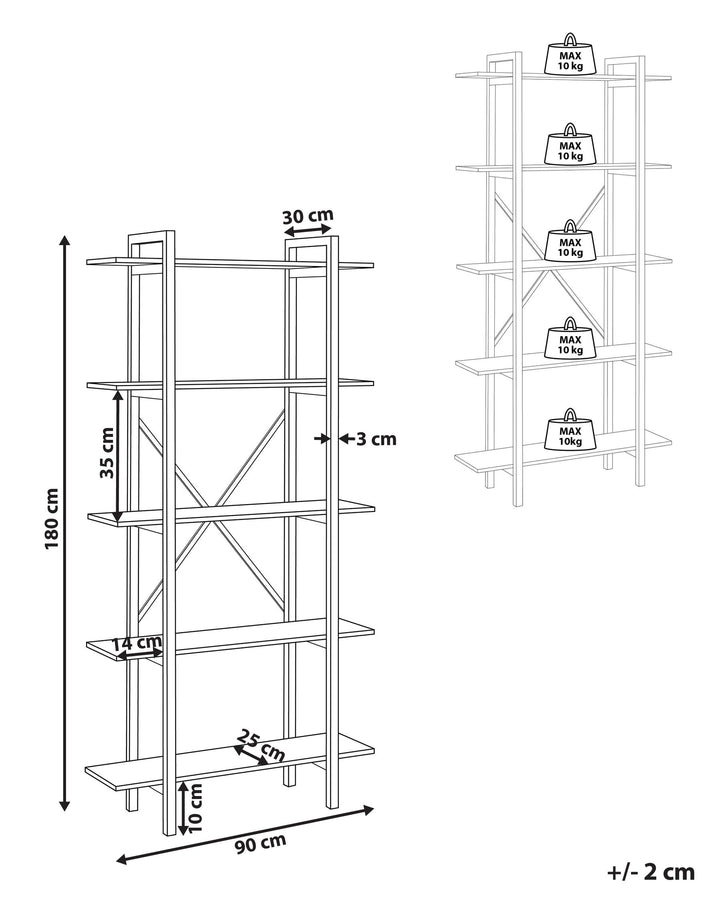 5 Tier Shelving Unit 180 cm Dark Brown Taoussi