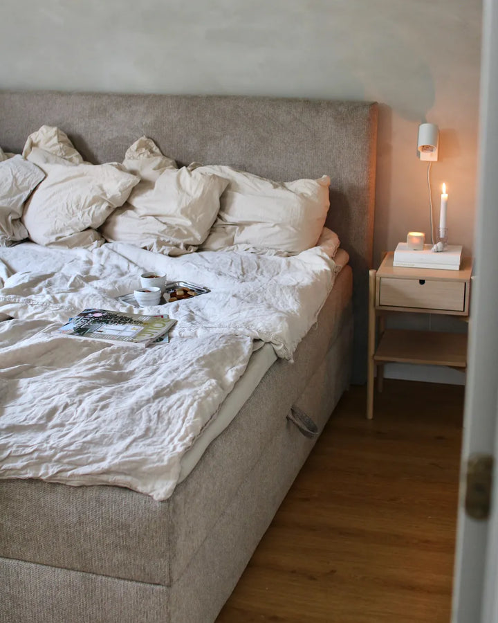 Divan Bed with Storage Fabric 180 x 200 cm (EU Super King) Taupe Kira