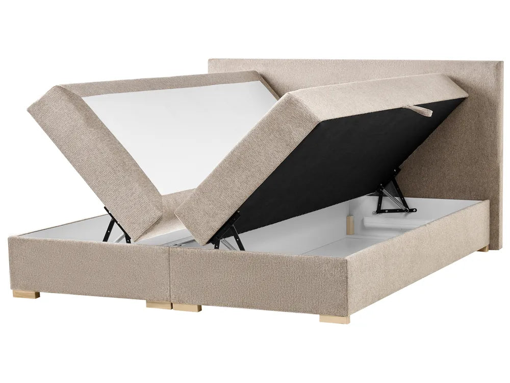 Divan Bed with Storage Fabric 180 x 200 cm (EU Super King) Taupe Kira