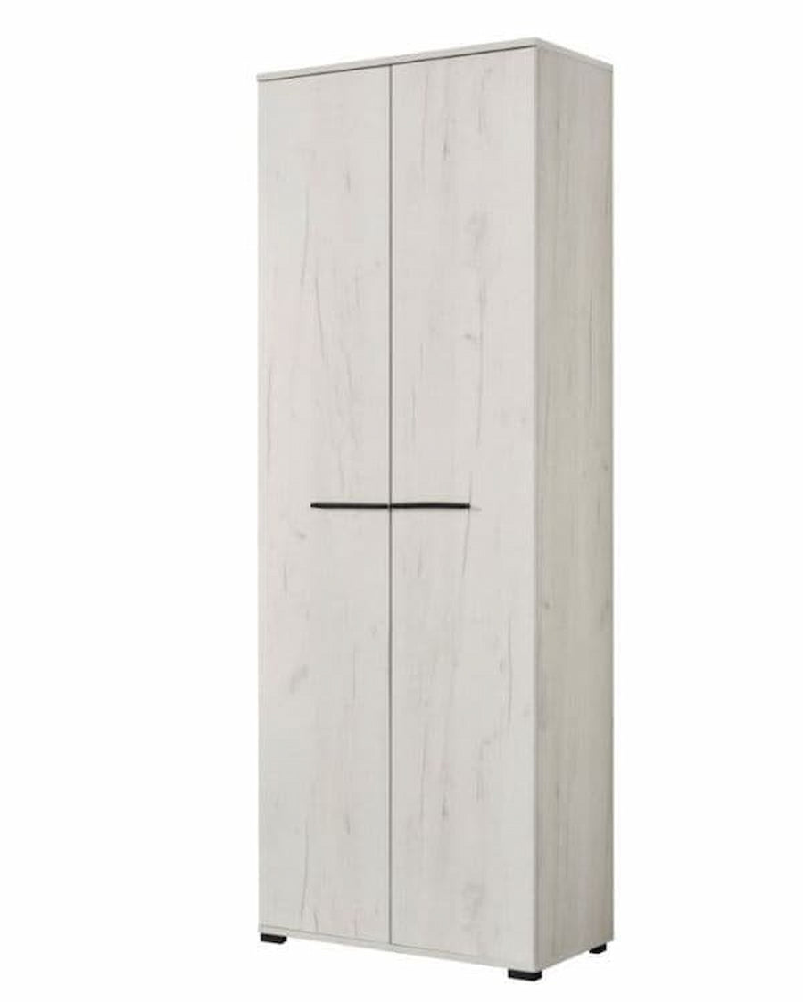 White wardrobe with two doors on a white background