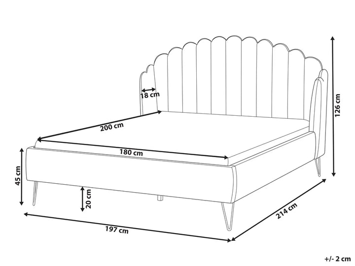 Bed Velvet 180 x 200 cm (EU Super King) Light Grey Tryston