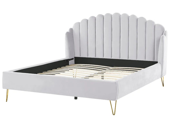 Bed Velvet 180 x 200 cm (EU Super King) Light Grey Tryston