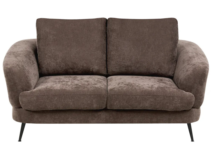 dark brown fabric 2 seater sofa with modern minimalist style