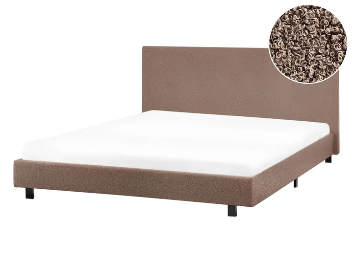 Bed Boucle 140 x 200 cm (EU Double) Brown Belo