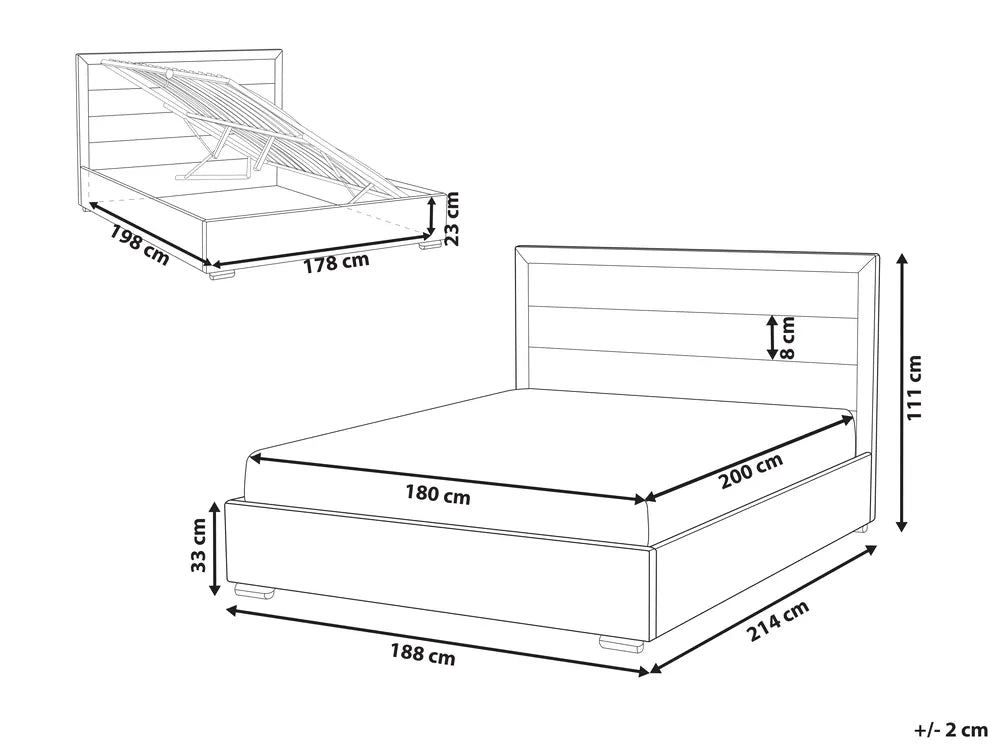 Ottoman Bed Velvet 180 x 200 cm (EU Super King) Taupe Deilyn