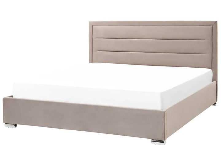 Taupe velvet EU super king ottoman bed
