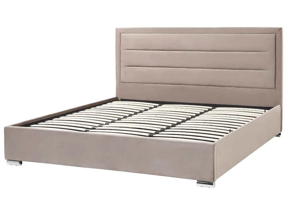 Ottoman Bed Velvet 180 x 200 cm (EU Super King) Taupe Deilyn