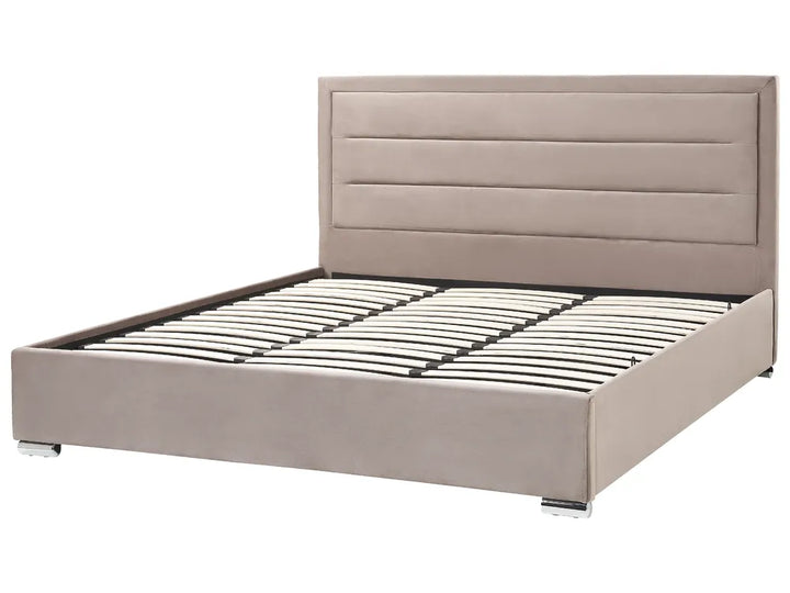 Ottoman Bed Velvet 180 x 200 cm (EU Super King) Taupe Deilyn