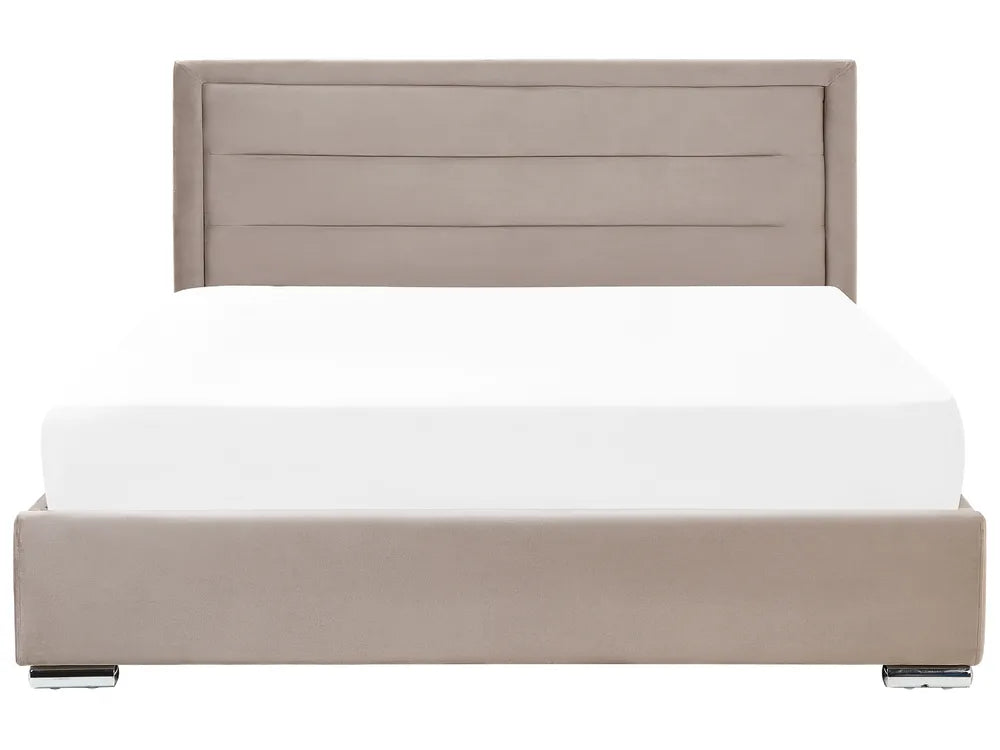 Ottoman Bed Velvet 180 x 200 cm (EU Super King) Taupe Deilyn