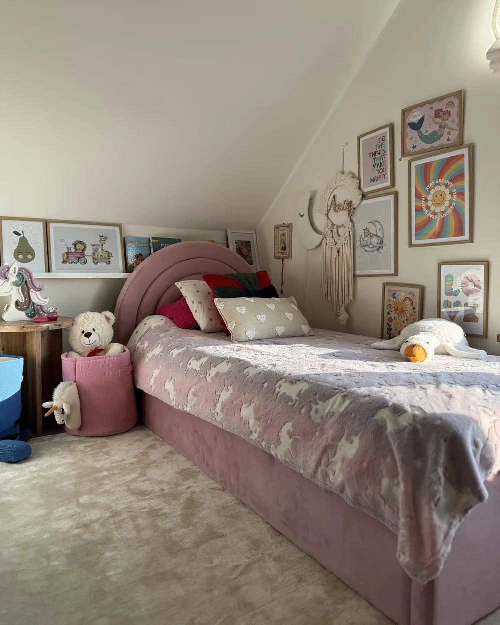 Kids Ottoman Bed Velvet 90 x 200 cm (EU Single) Pink Berlin