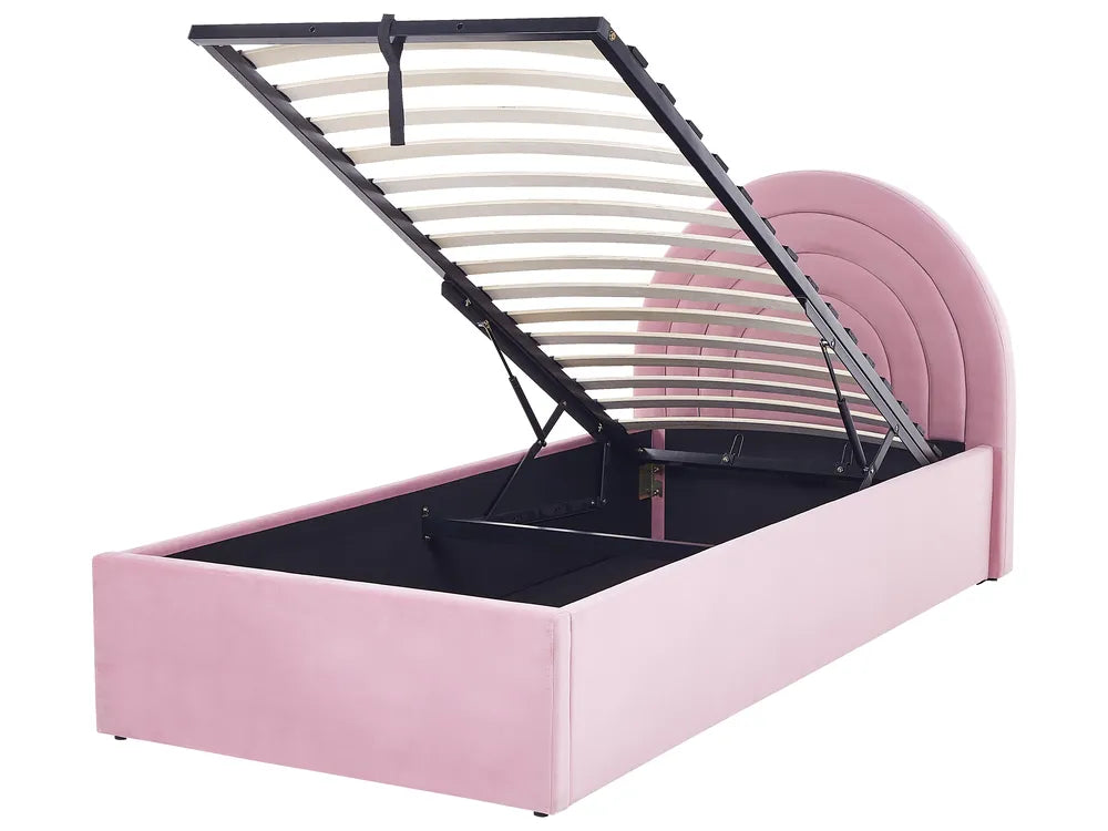 Kids Ottoman Bed Velvet 90 x 200 cm (EU Single) Pink Berlin