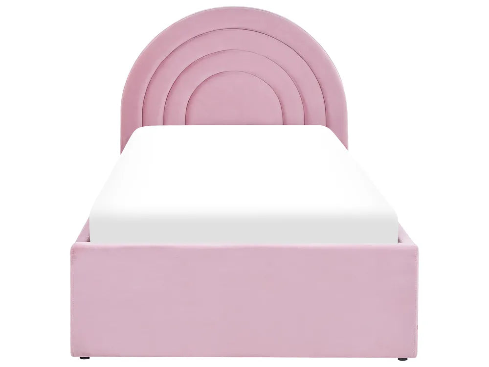 Kids Ottoman Bed Velvet 90 x 200 cm (EU Single) Pink Berlin