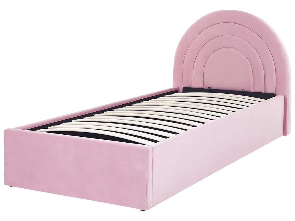 Kids Ottoman Bed Velvet 90 x 200 cm (EU Single) Pink Berlin
