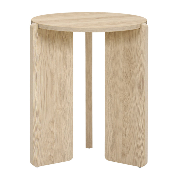 Wooden side table with a white background