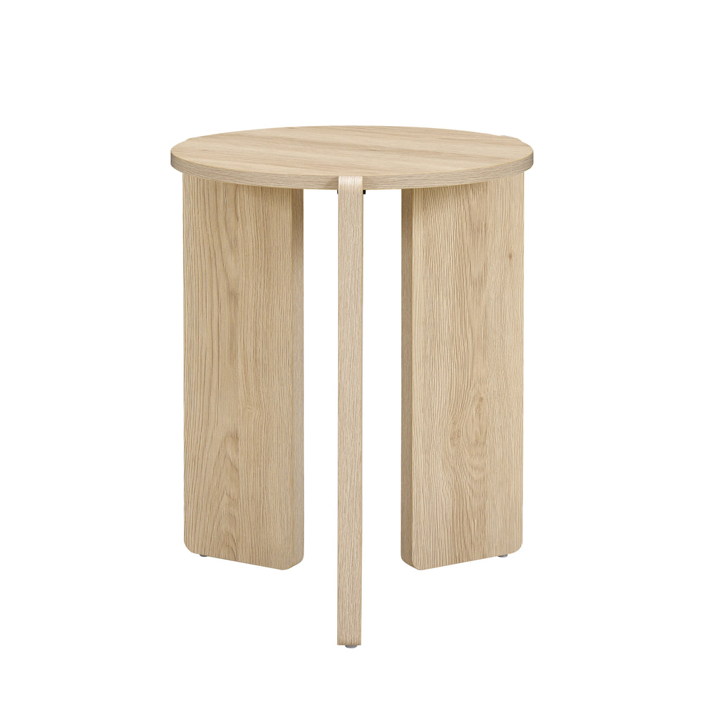 Wooden side table on a white background