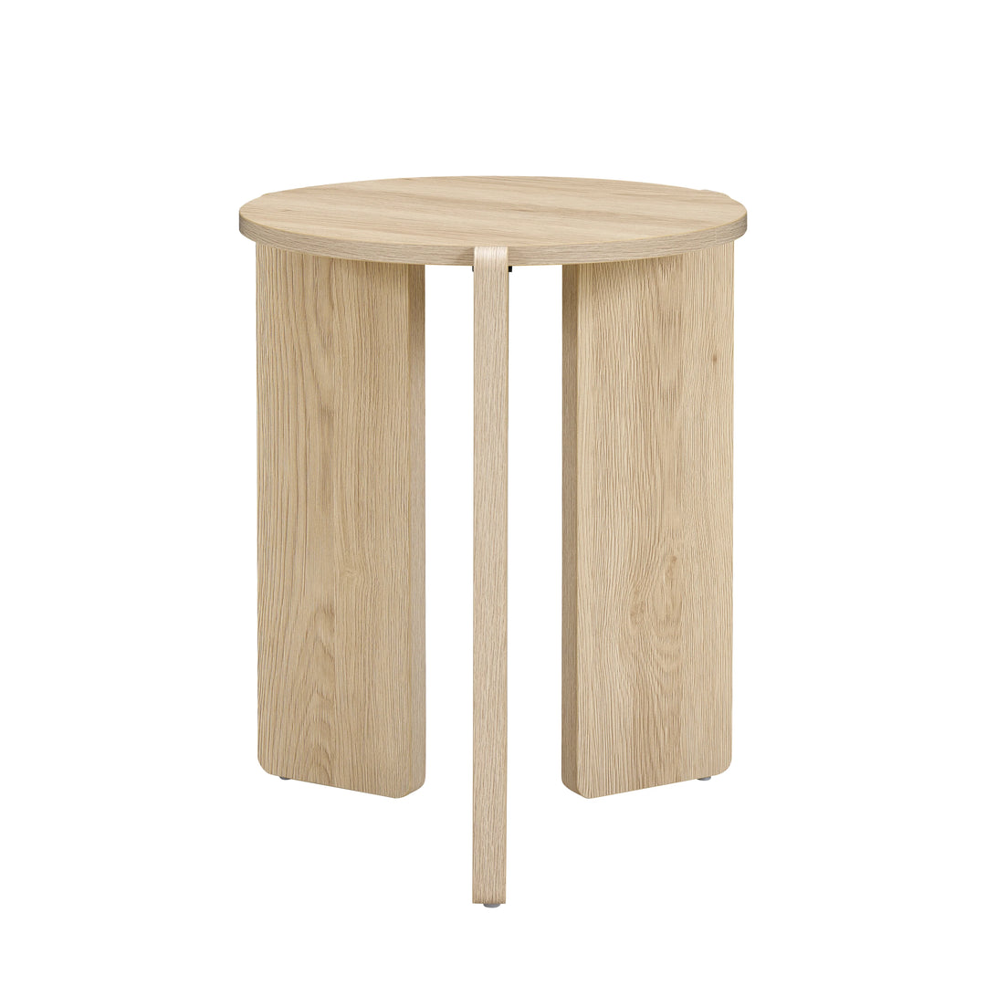 Wooden side table on a white background
