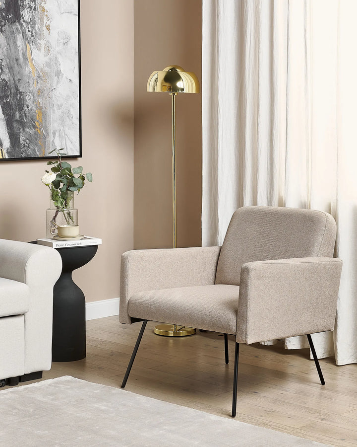 The neutral palette makes it an ideal accent piece.