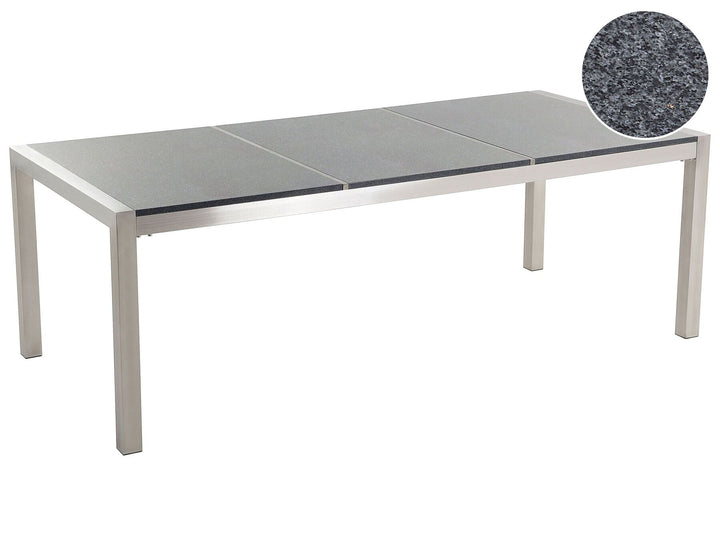 Grosseto Garden Dining Table 220 cm 100 cm Polished Granite Grey