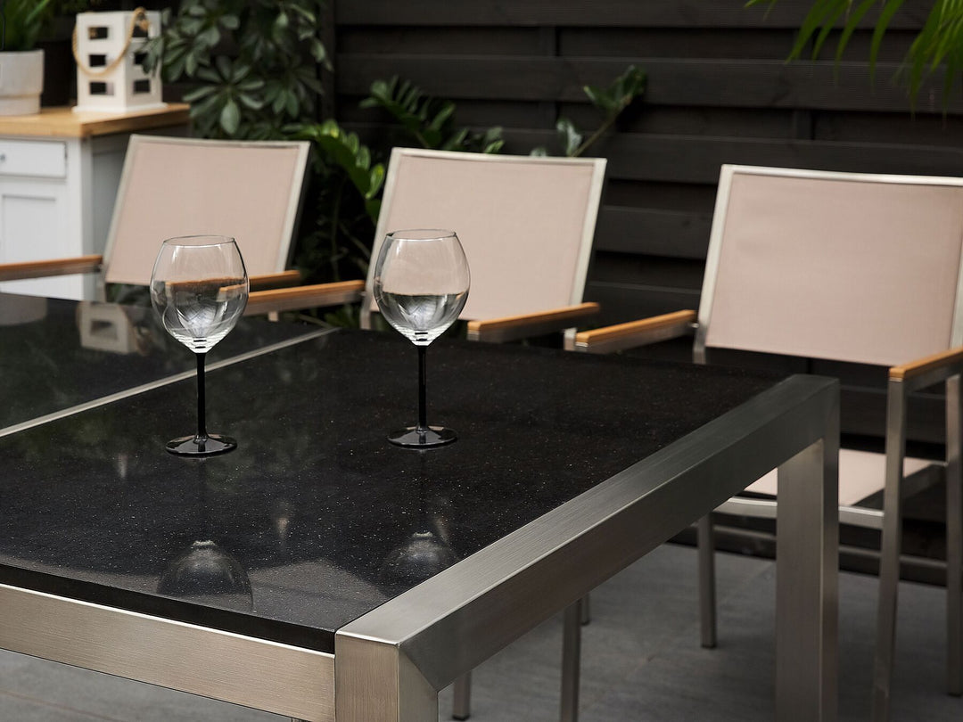 Grosseto Garden Dining Table 220 cm 100 cm Polished Granite Grey