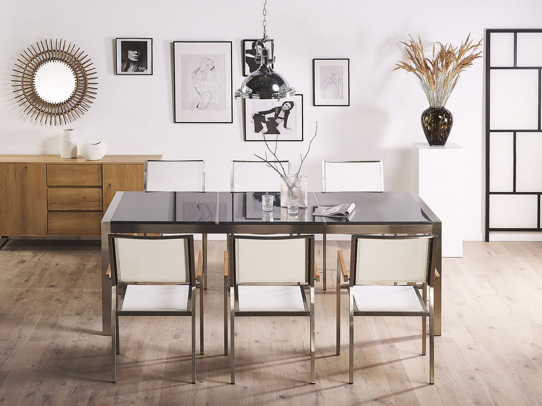 Grosseto Garden Dining Table 220 cm 100 cm Polished Granite Grey