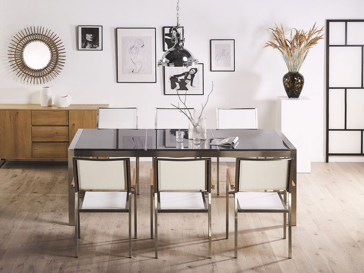 Grosseto Garden Dining Table 220 cm 100 cm Polished Granite Grey