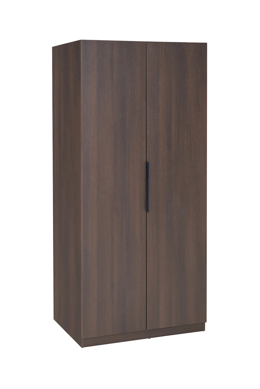 Wooden wardrobe with two doors on a white background