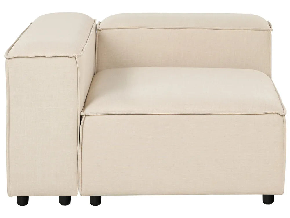 Modular Corner Sofa 3 Seater Fabric Beige with Ottoman Left Hand Oakham