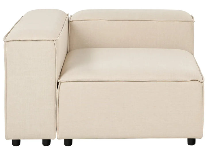 Modular Corner Sofa 3 Seater Fabric Beige with Ottoman Left Hand Oakham