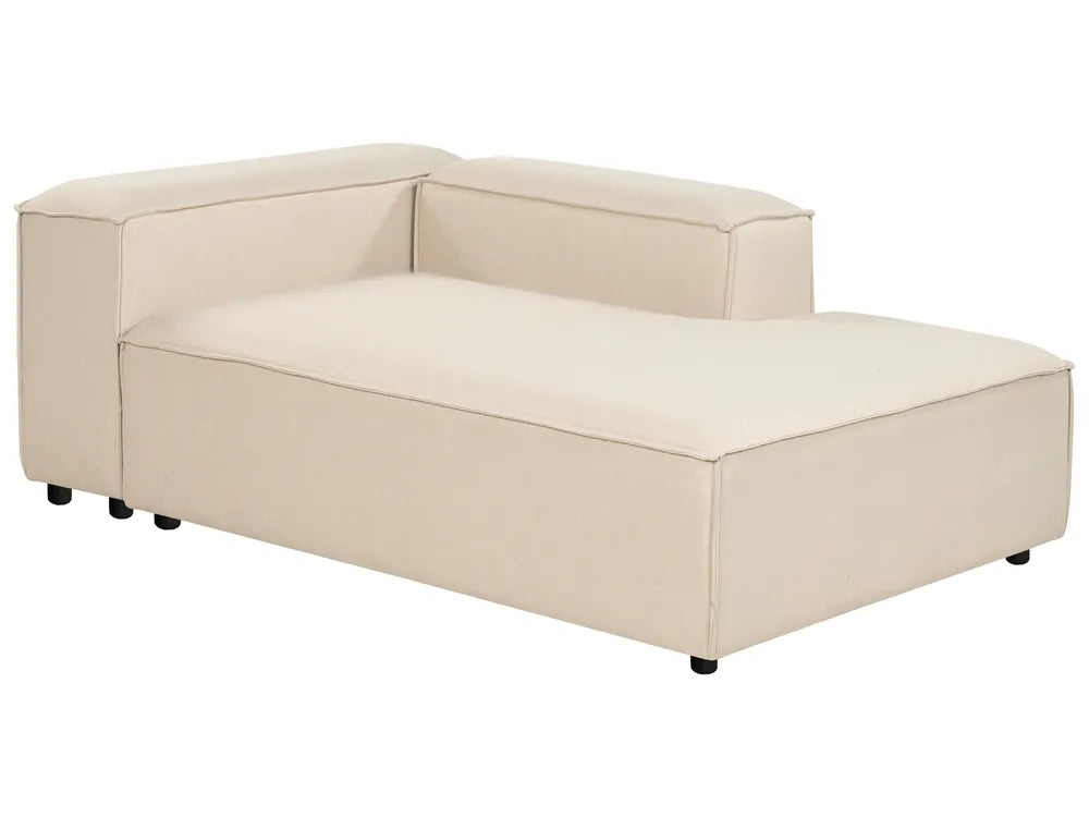 Modular Corner Sofa 3 Seater Fabric Beige with Ottoman Left Hand Oakham