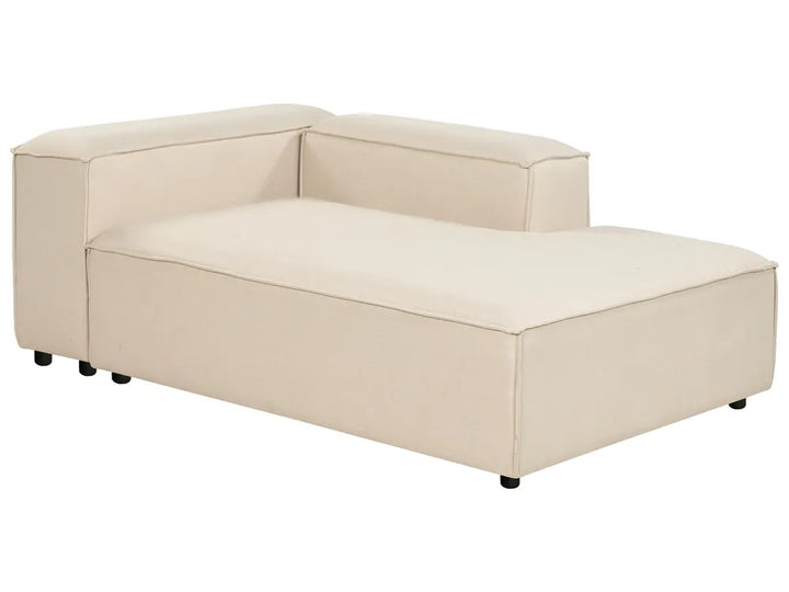 Modular Corner Sofa 3 Seater Fabric Beige with Ottoman Left Hand Oakham