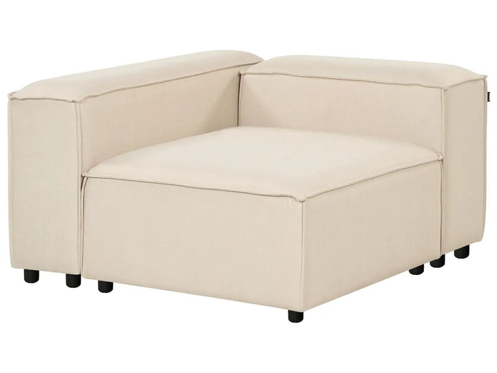 Modular Corner Sofa 3 Seater Fabric Beige with Ottoman Left Hand Oakham