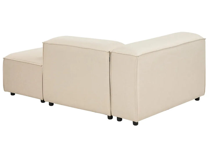 Modular Corner Sofa 3 Seater Fabric Beige with Ottoman Left Hand Oakham