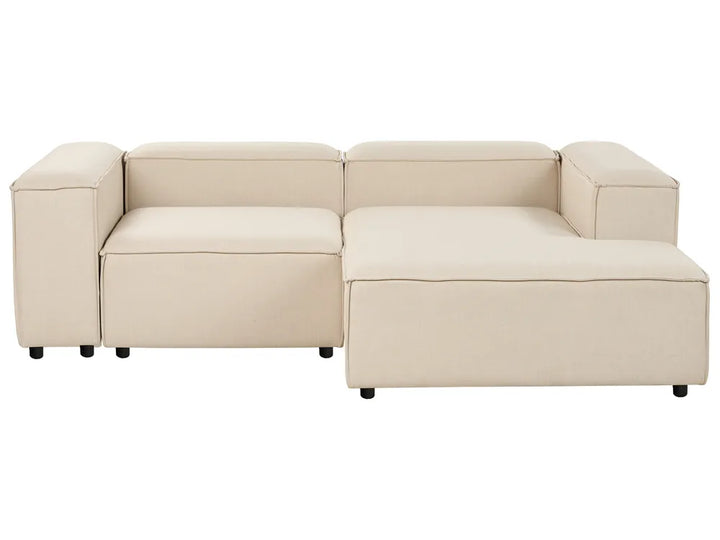 Modular Corner Sofa 3 Seater Fabric Beige with Ottoman Left Hand Oakham