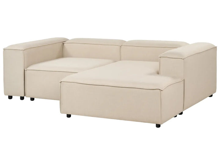 Modular Corner Sofa 3 Seater Fabric Beige with Ottoman Left Hand Oakham
