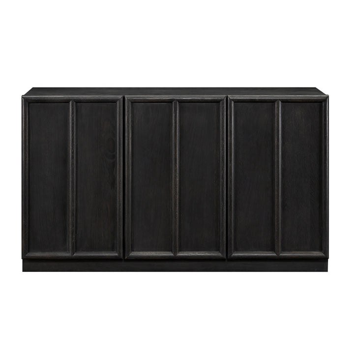 Black rectangular object with vertical grooves on a white background
