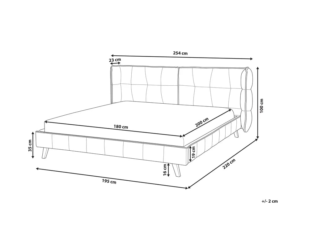 Bed Velvet 180 x 200 cm (EU Super King) Grey Elvana
