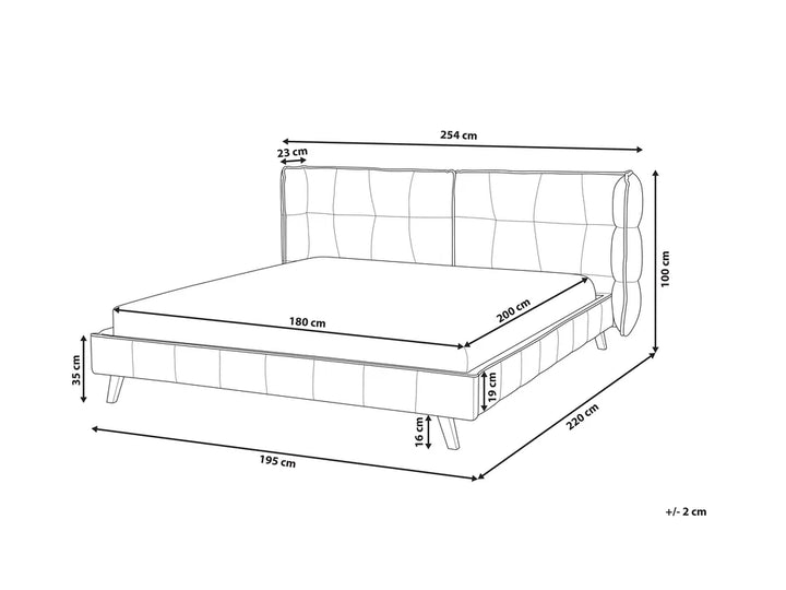 Bed Velvet 180 x 200 cm (EU Super King) Grey Elvana