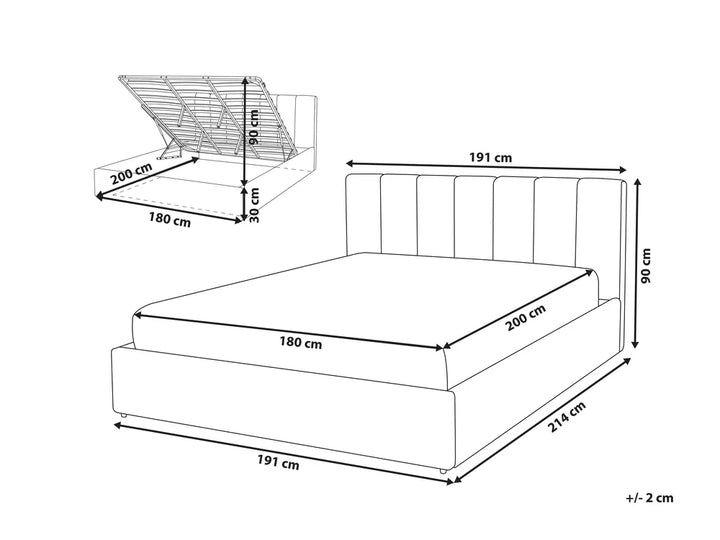 Ottoman Bed Fabric 180 x 200 cm (EU Super King) Beige Behka