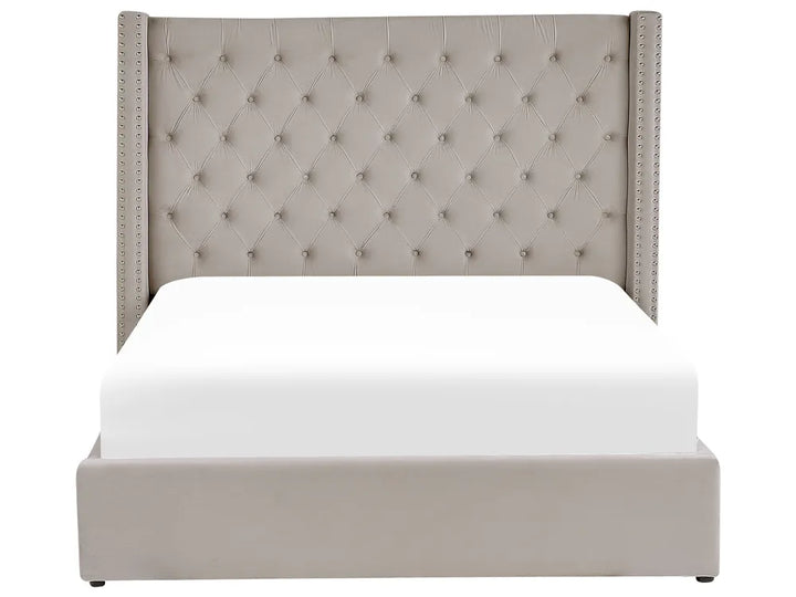 Ottoman Bed Velvet 160 x 200 cm (EU King Size) Light Grey Harlow