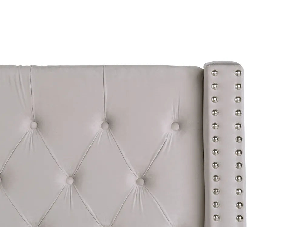 Ottoman Bed Velvet 160 x 200 cm (EU King Size) Light Grey Harlow