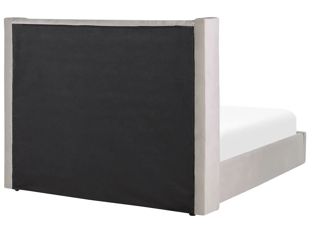 Ottoman Bed Velvet 160 x 200 cm (EU King Size) Light Grey Harlow