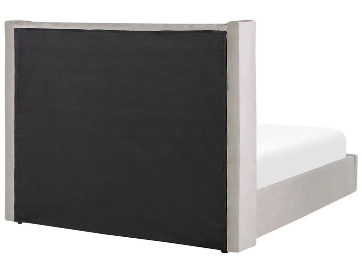 Ottoman Bed Velvet 160 x 200 cm (EU King Size) Light Grey Harlow