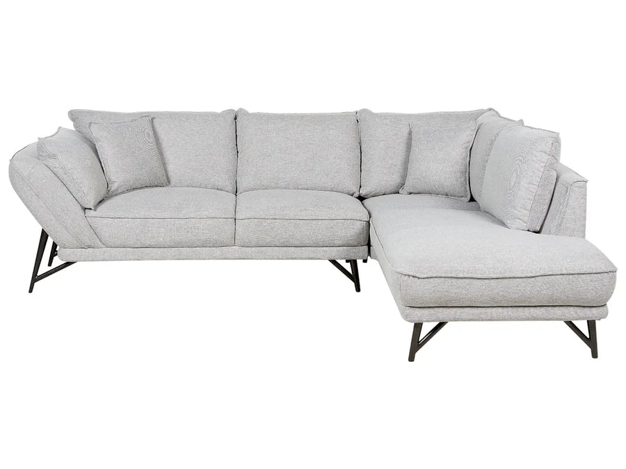 Light grey linen corner sofa 3 seater left hand
