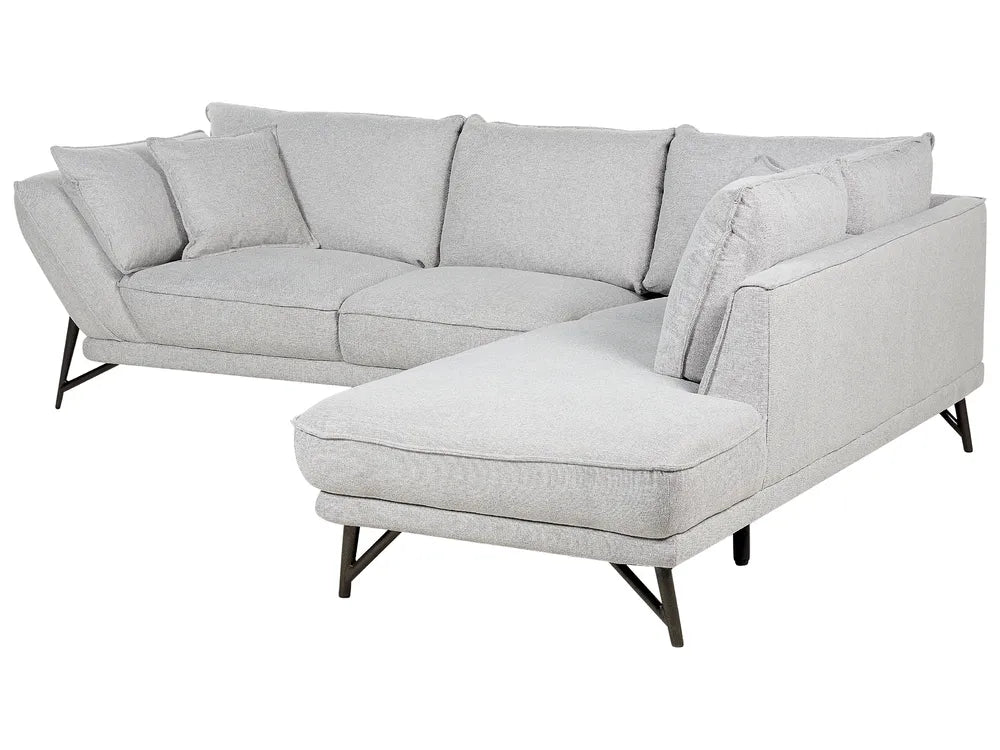 Corner Sofa 3 Seater Linen Light Grey Left Hand Gotthold