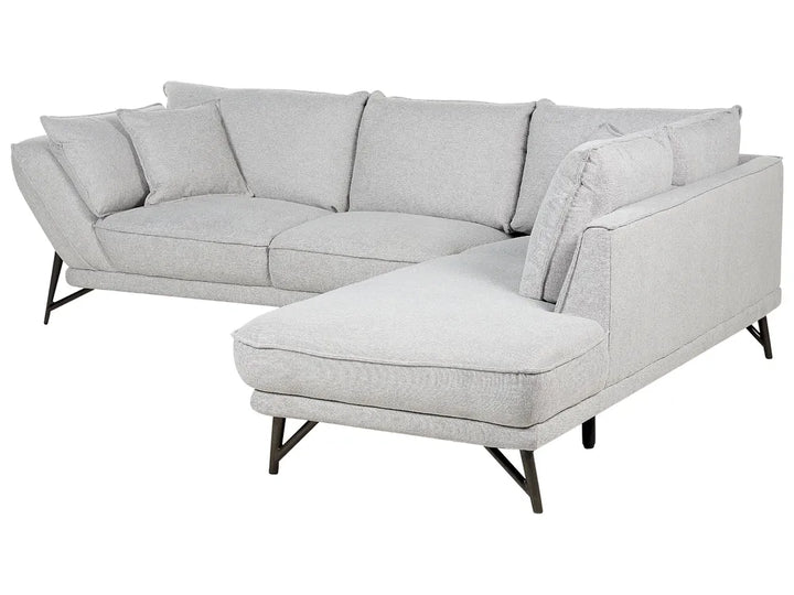 Corner Sofa 3 Seater Linen Light Grey Left Hand Gotthold
