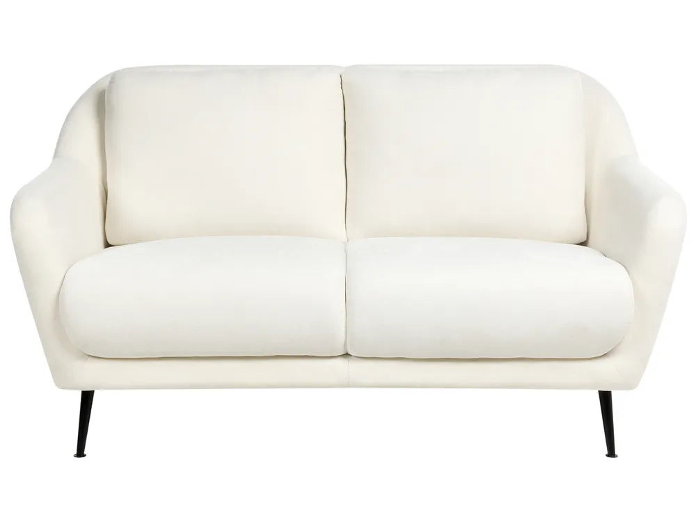 white fabric 2 seater sofa with modern design
