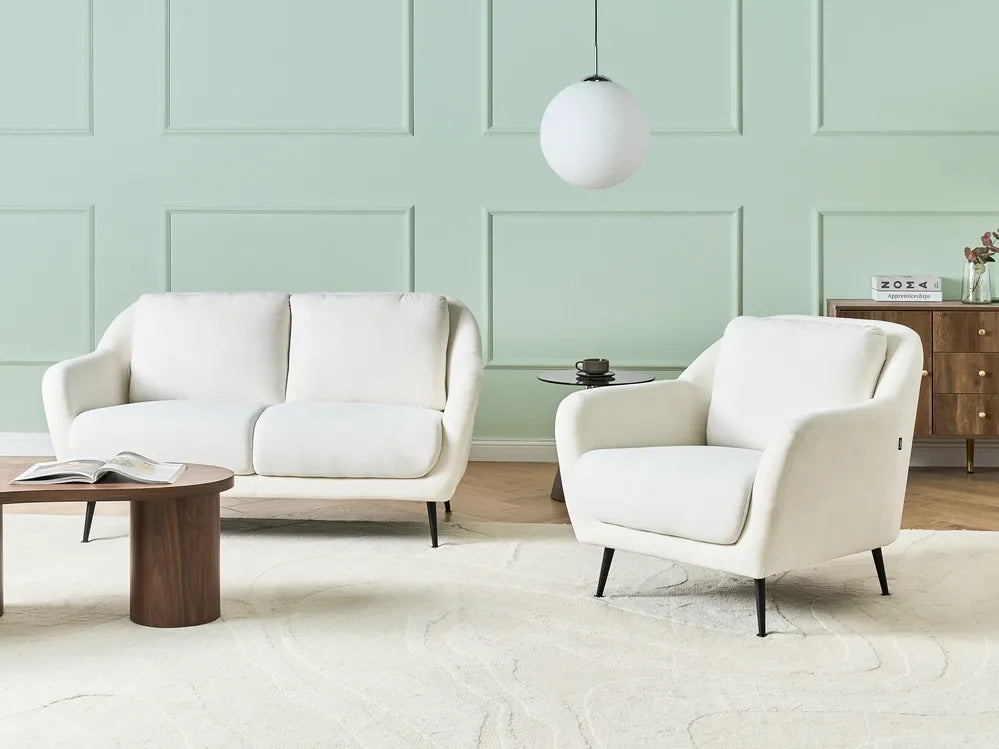 Sofa 2 Seater Chenille White Andeana