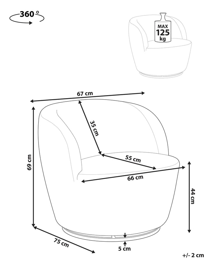 Swivel Armchair Chenille Beige Avelina