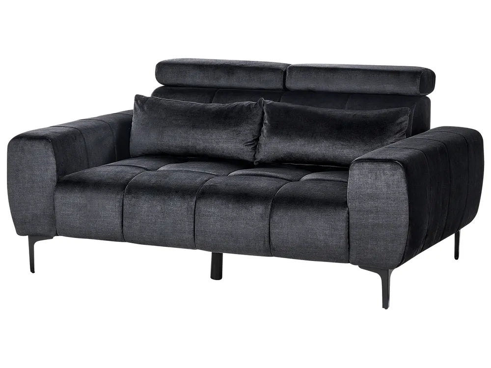 Sofa 2 Seater Velvet Black Caras