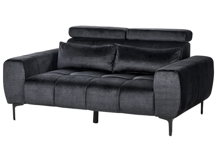 Sofa 2 Seater Velvet Black Caras